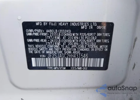 2017 Subaru Forester 2.5I Premium z USA, uszkodzony, nr VIN JF2SJAGC2HH431546